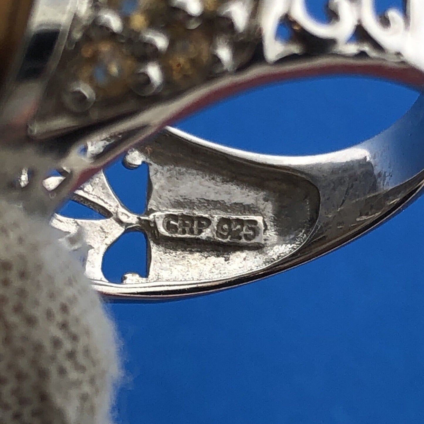 Designer GRP Sterling Silver 925 Tigers Eye Topaz Statement Cocktail Ring