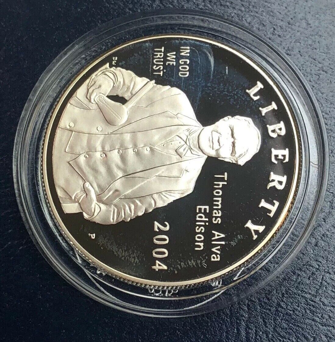 1994 P Thomas Alva Edison Commemorative Proof Silver $ Dollar OMP/COA