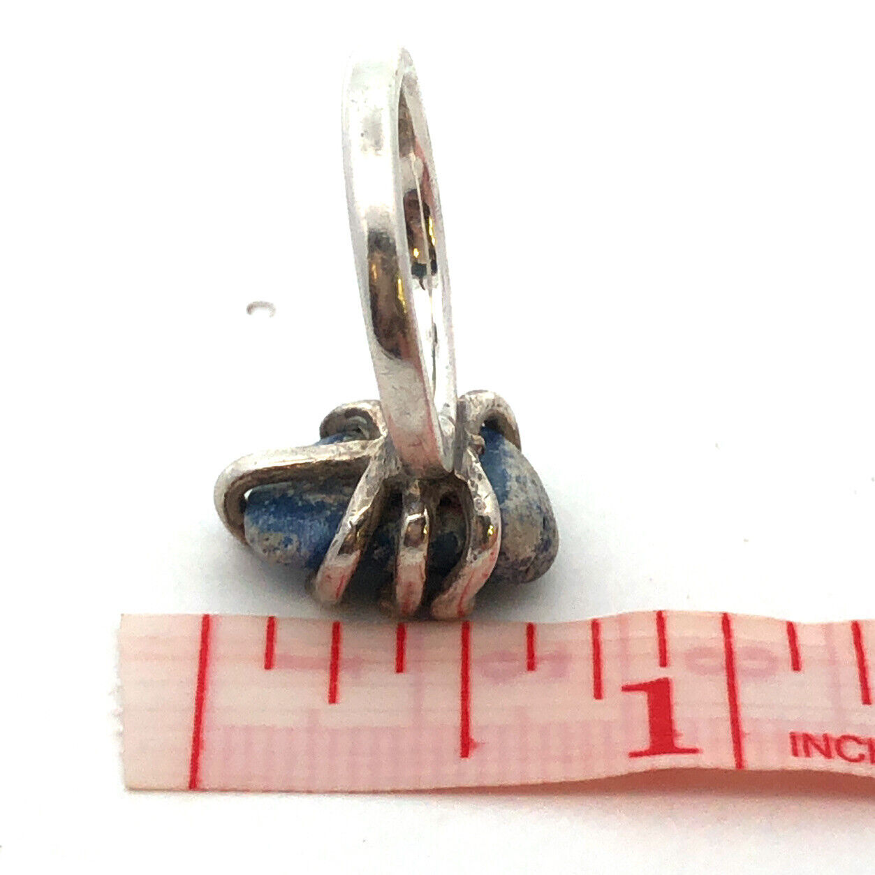 Artisan Unsigned 925 Sterling Silver Raw Chunky Lapis Lazuli Free Form Ring