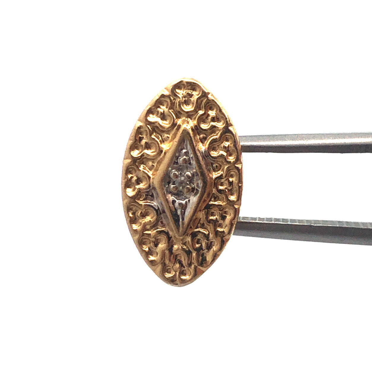 Robert Klein KLJCI 14K Y/W Gold Diamond Scroll Oval Spacer Slide Bracelet Charm