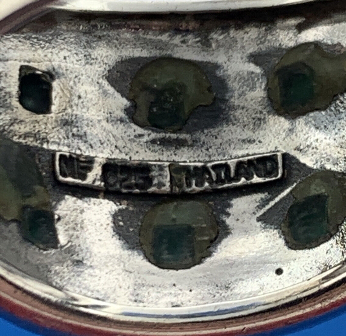 Designer 925 Sterling Silver Turquoise Marcasite Inlay Statement Dome Ring