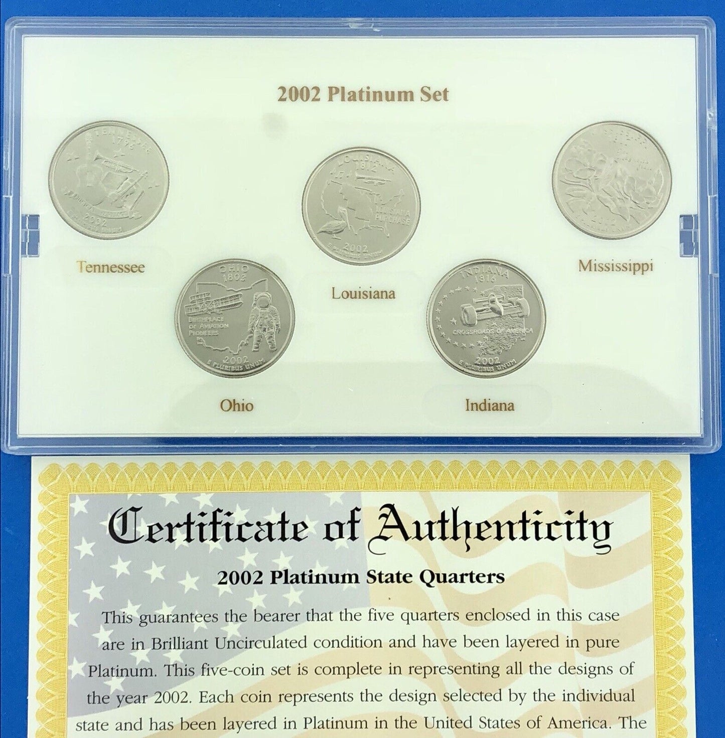 2002 P D State Quarter Collection Platinum Gold Philadelphia Denver 20 Coin Lot