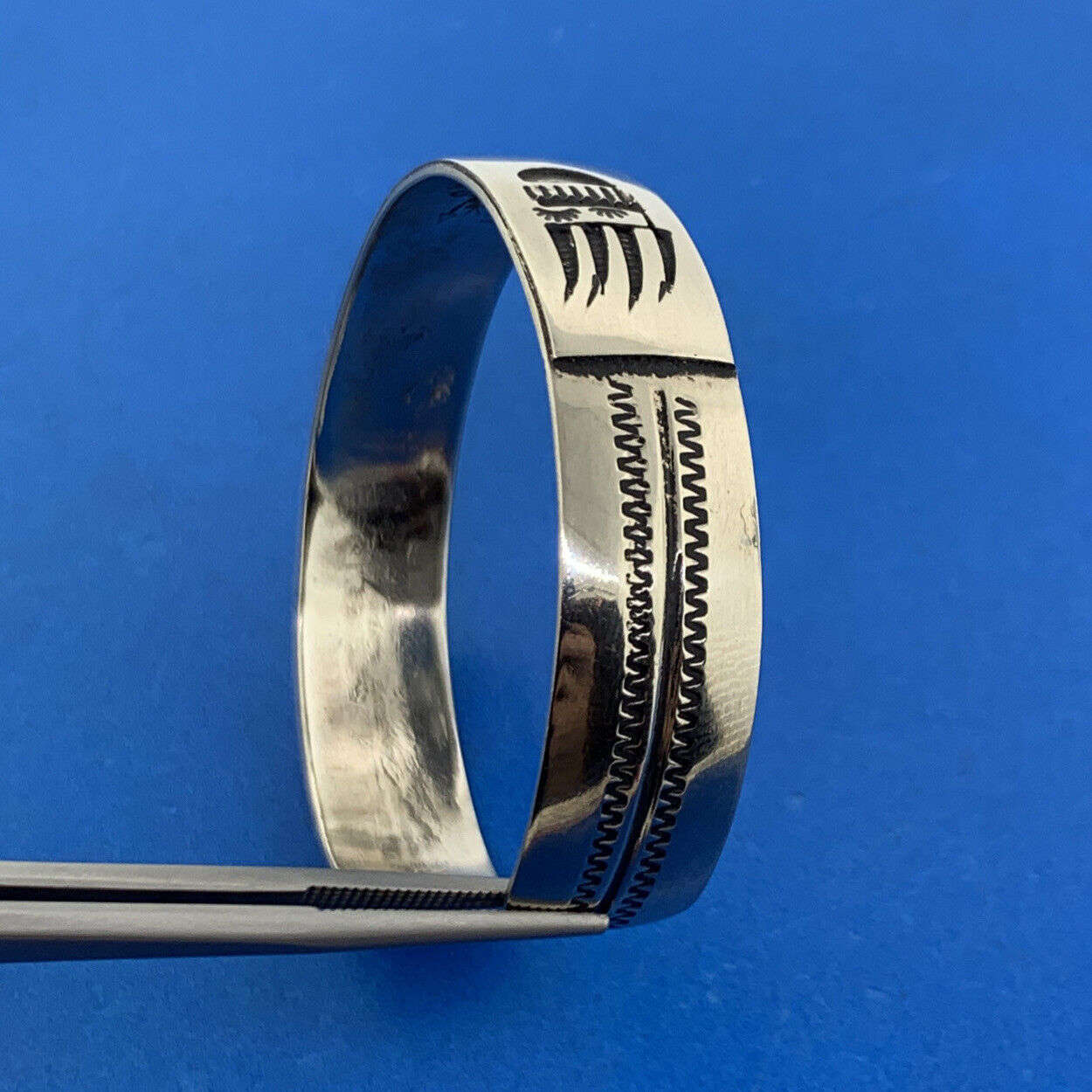 Native American T A Begay Navajo Silver Toned Storyteller Cuff Bracelet