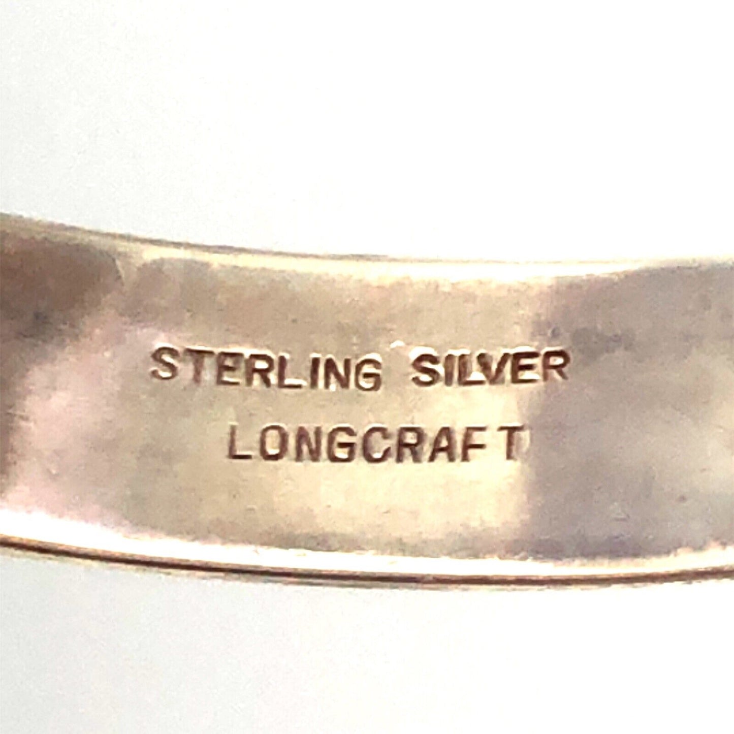 Vintage Longcraft 925 Sterling Silver Floral Scroll Etched Hinged Cuff Bracelet