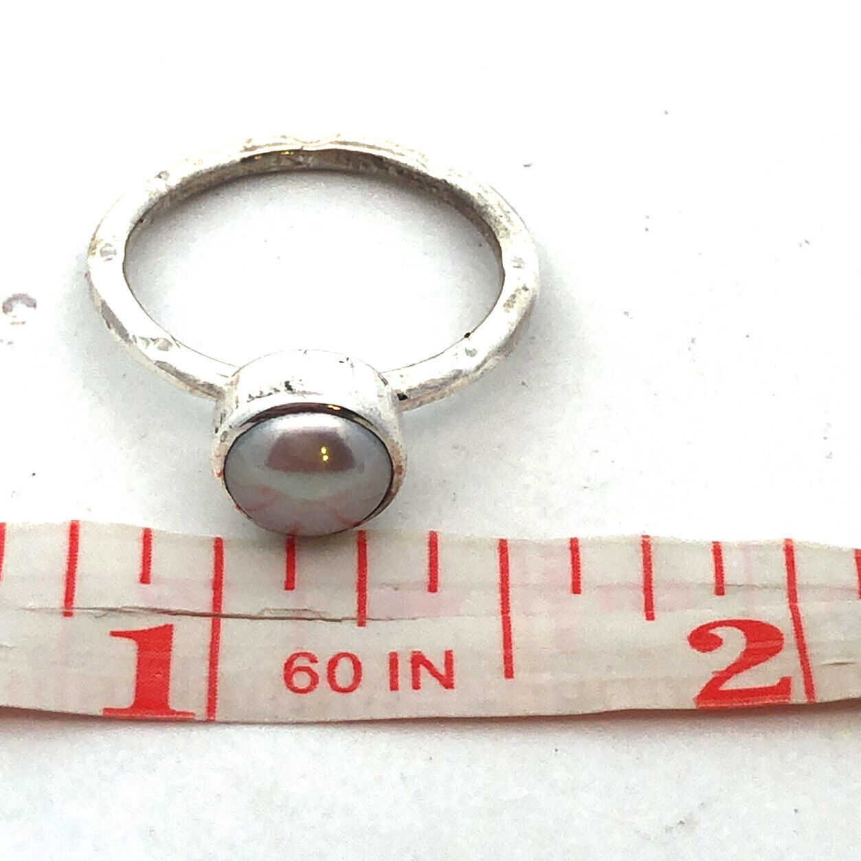 925 Sterling Silver Round Light Pink Pearl Solitaire Occasion Ring