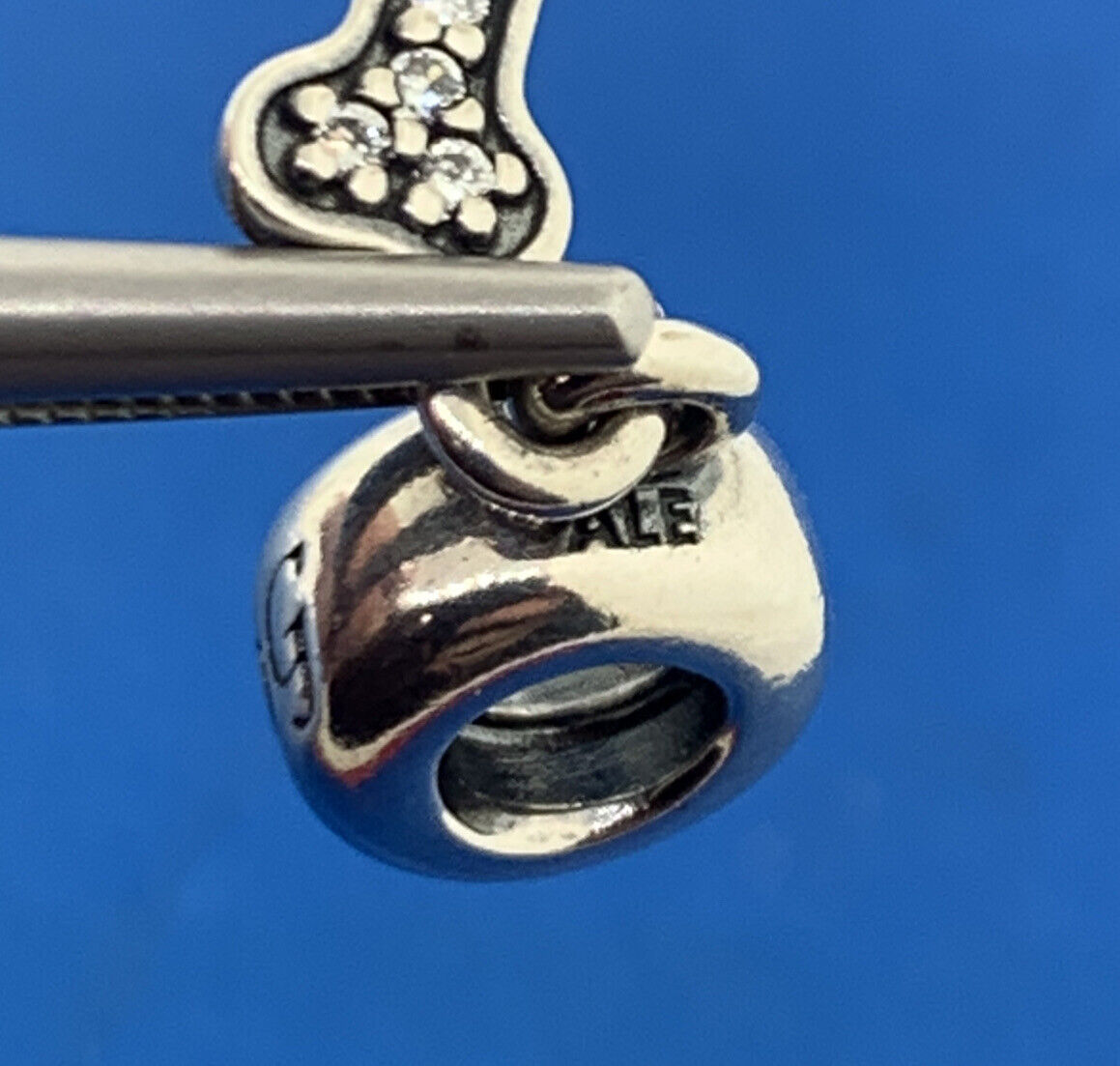 PANDORA Sterling Silver Cubic Zirconia 791263CZ Dog Bone Dangle Bracelet Charm