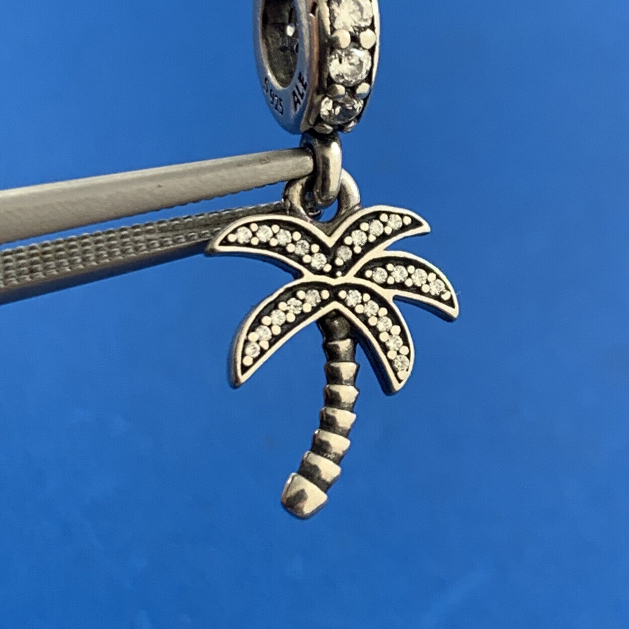 Pandora ALE 925 Sterling Silver Cubic Zirconia CZ 791540 Palm Tree Dangle Charm