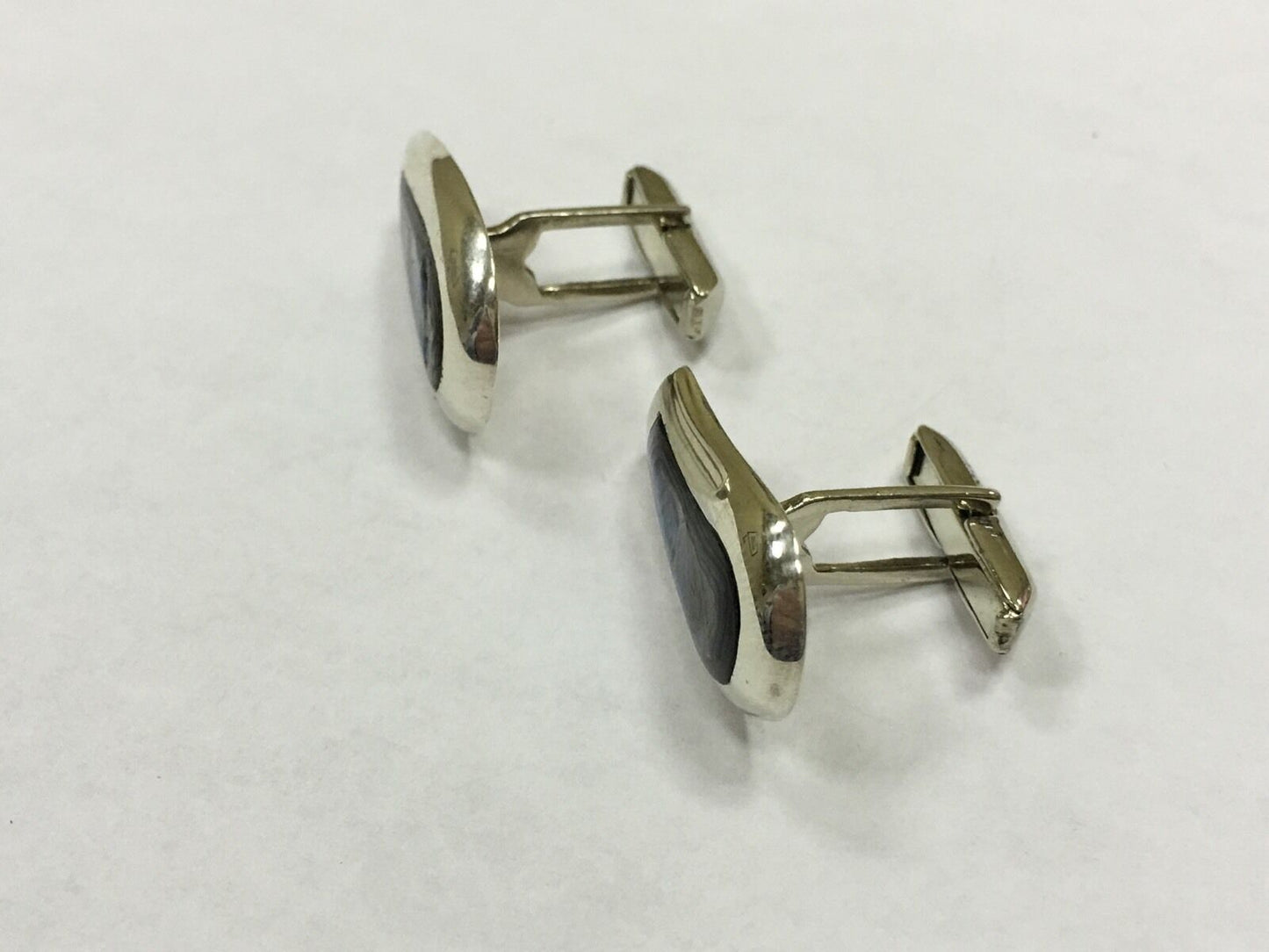Sterling Silver Mexican Abalone Shell Cuff Links