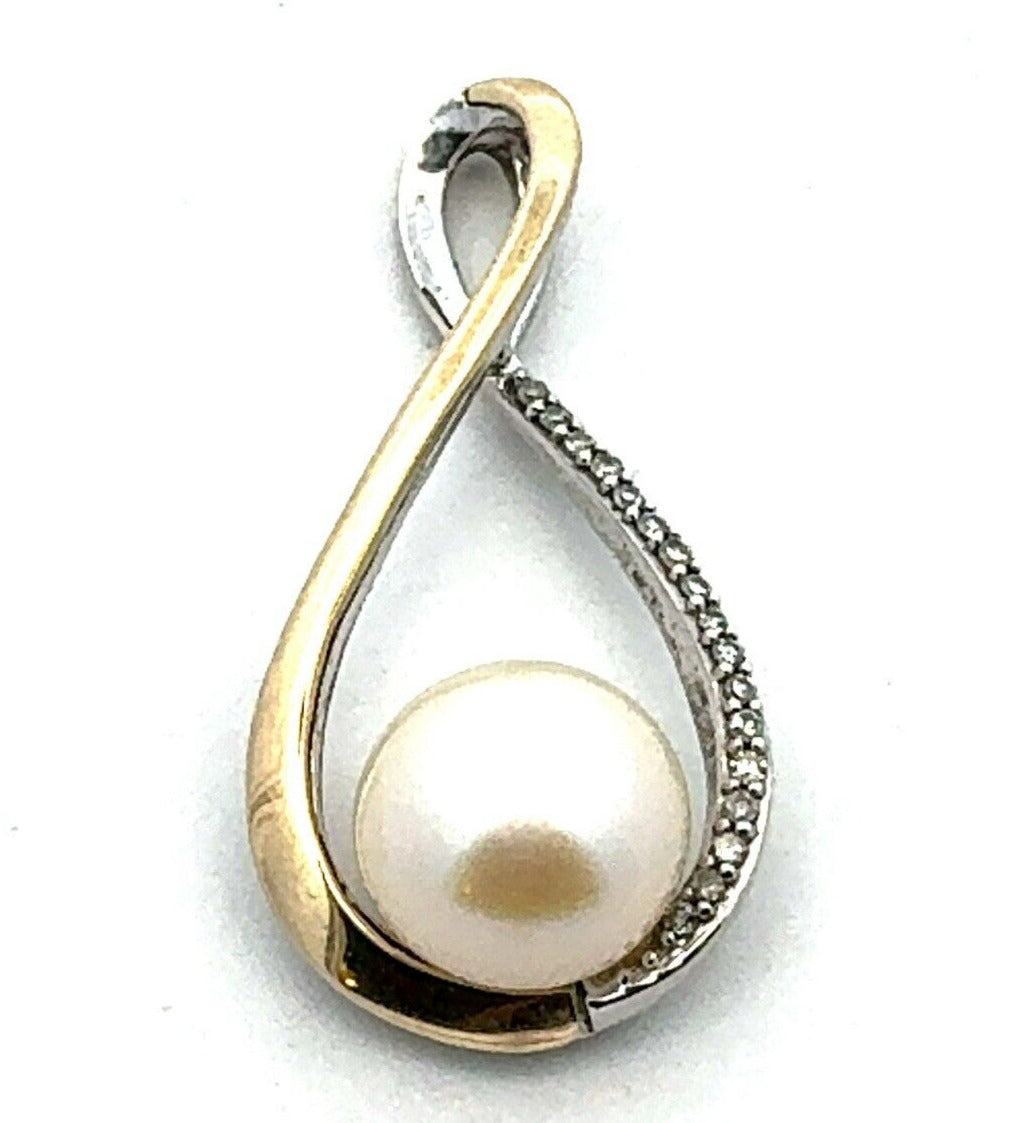 Designer RL 925 Sterling Silver 14K Gold Two Tone Pearl Infinity Pendant