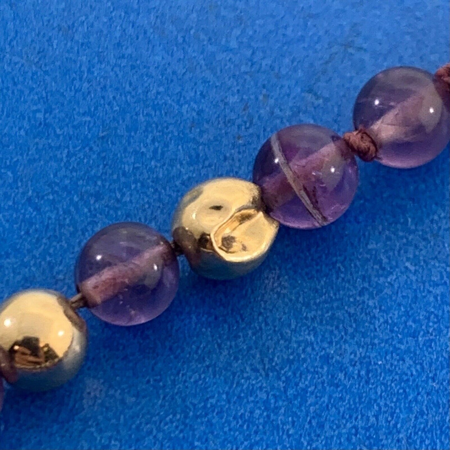 Designer 14K Yellow Gold Amethyst Bead Healing Spiritual Awareness Necklace