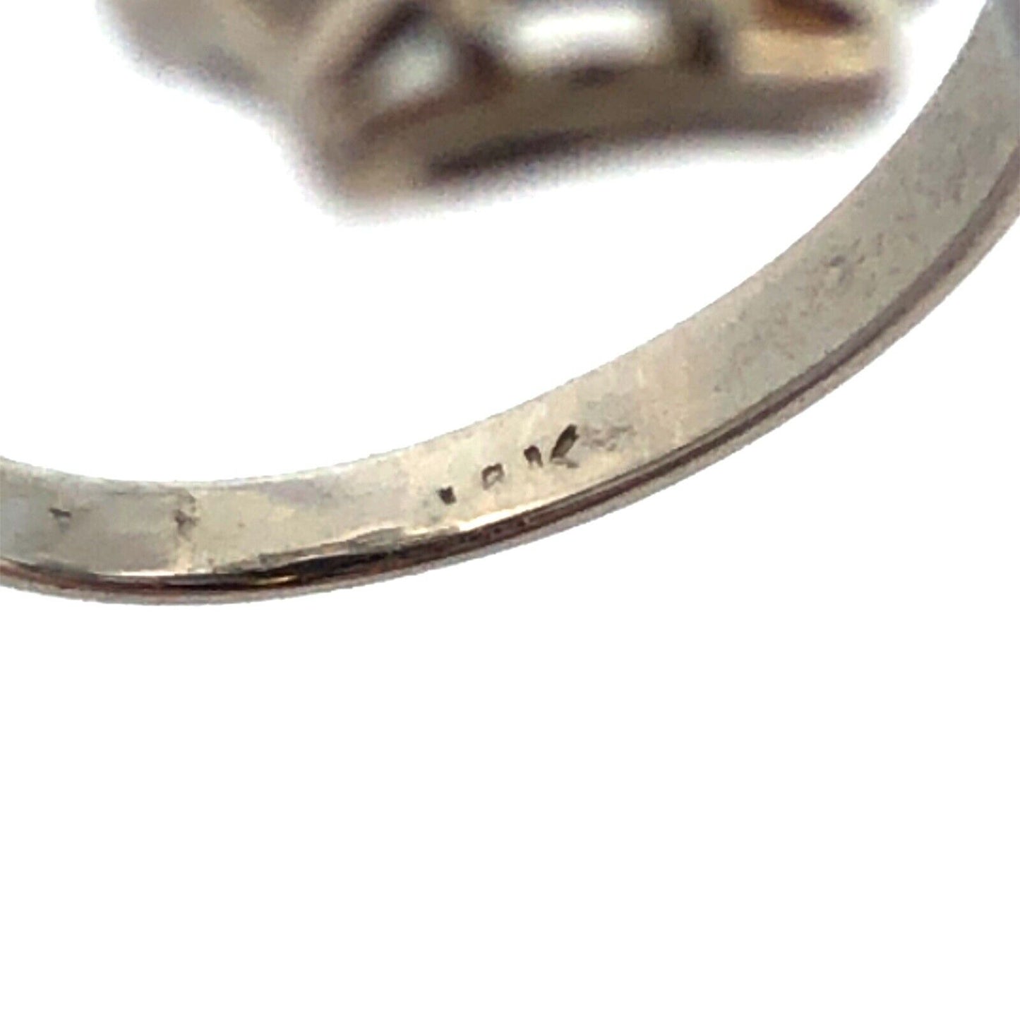 Vintage 14K White Yellow Gold Two Tone Black Onyx Diamond Art Deco Oval Ring