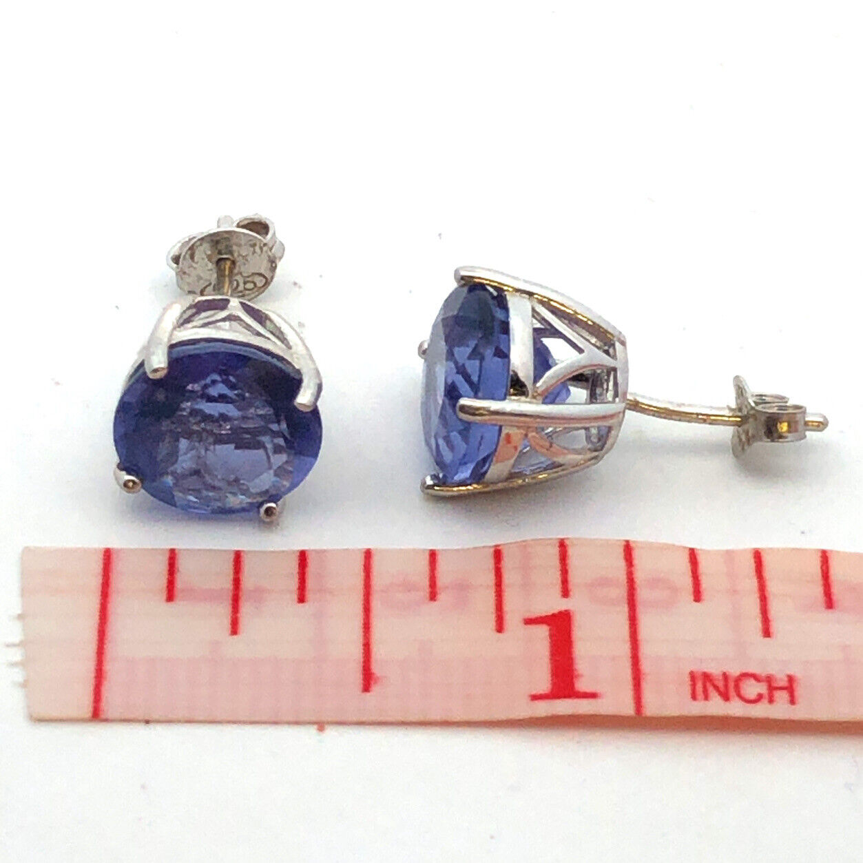 Designer TGGC 925 Sterling Silver Round Blue Tanzanite Solitaire Stud Earrings
