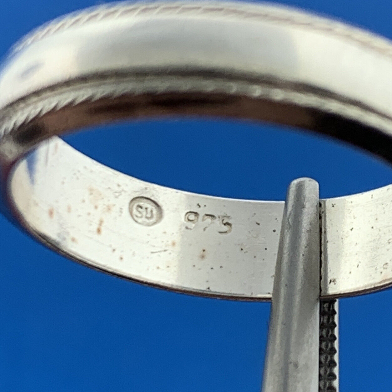 Designer SU 925 Sterling Silver 5 MM Polished Textured Wedding Cigar Band Ring