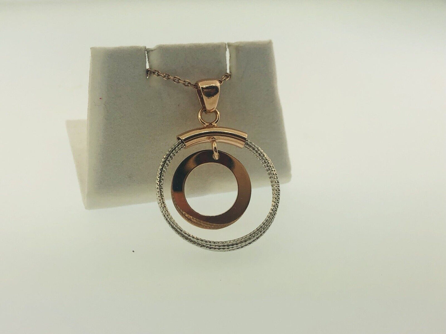 Dyadema Italy Sterling Silver Rose Wash Two Toned Life Infinity Circle Necklace