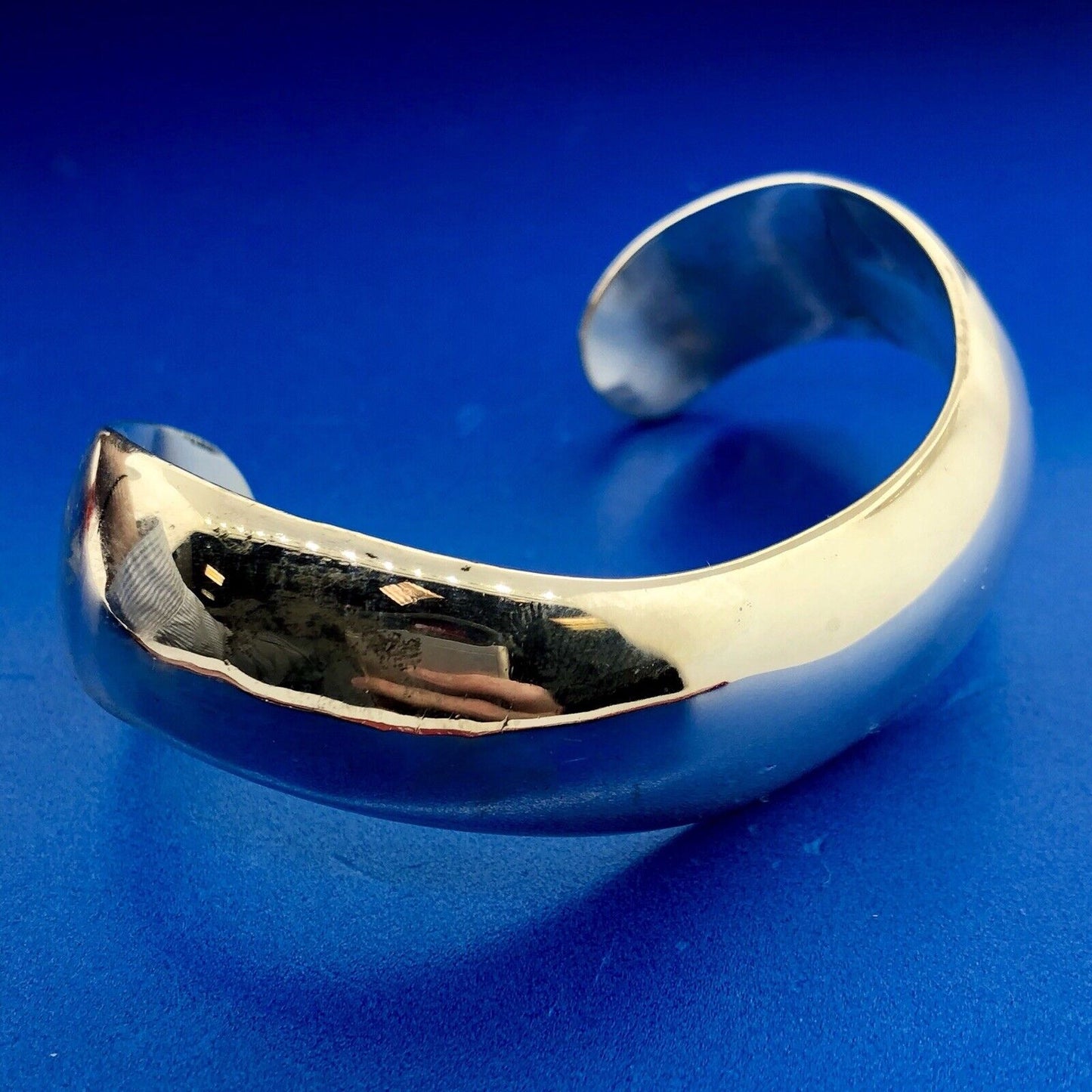 Taxco Los Ballesteros 925 Sterling Silver Modernist Polished Wave Cuff Bracelet