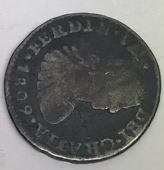 1809 Mexico Silver 1/2 Real Mexico City Ferdinand VII Pirate Treasure Coin