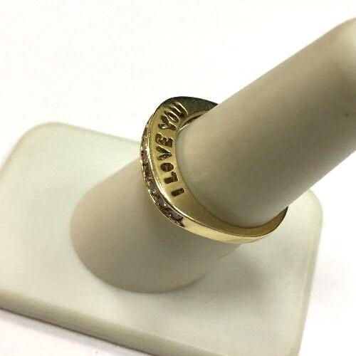14K Yellow Gold Diamond Channel Set "I LOVE YOU" Engagement Wedding Ring
