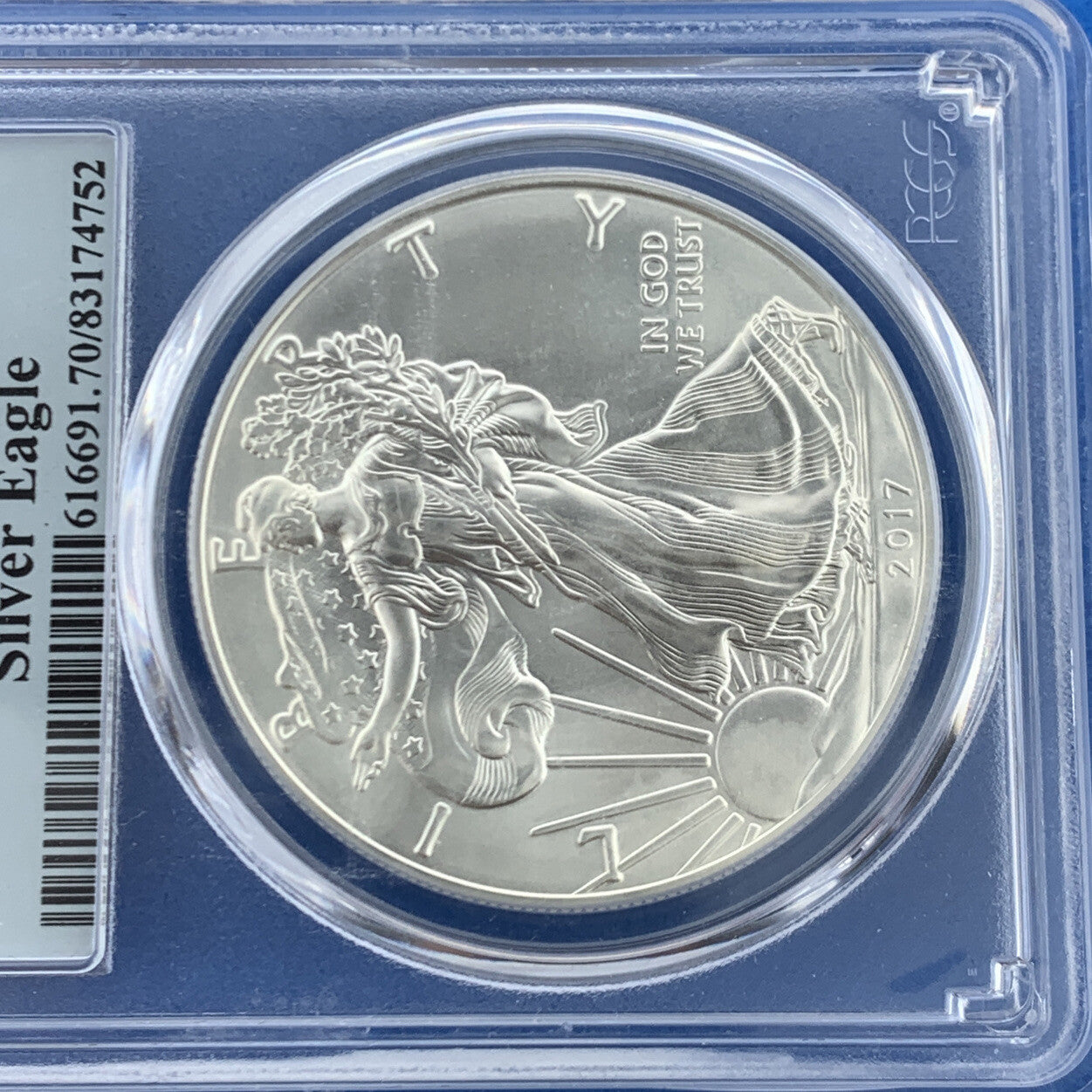 2017 $1 American Silver Eagle 1 oz 999 Fine Silver PCGS MS70 First Strike Coin