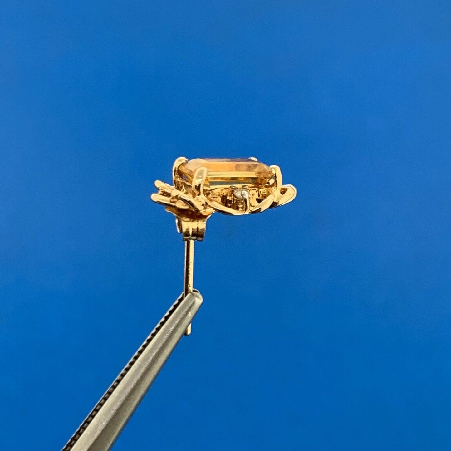 Designer 14K Yellow Gold Citrine Diamond November Anniversary Stud Earrings