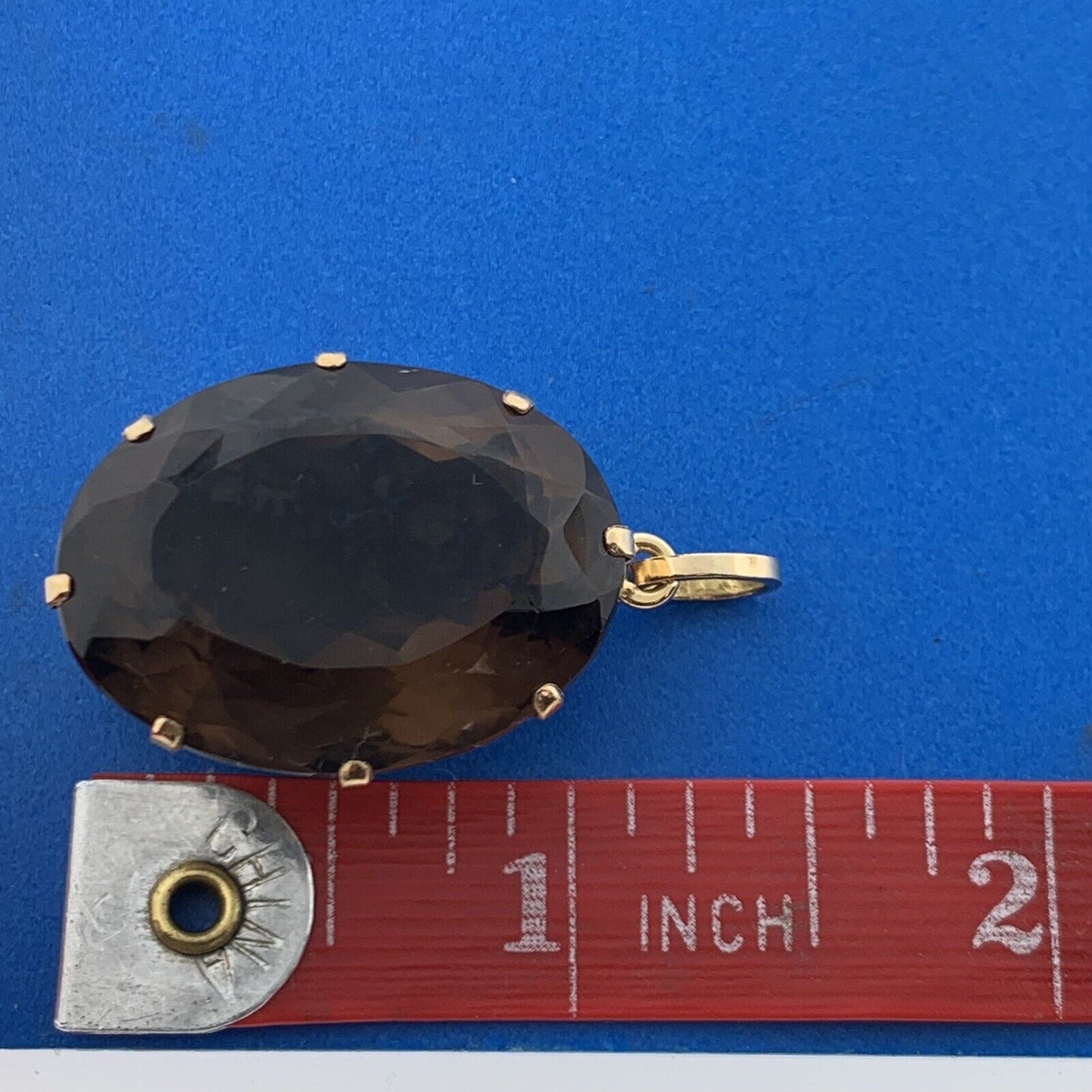 Gorgeous 18k Yellow Gold Large Oval Cut Smoky Quartz Dangle Pendant