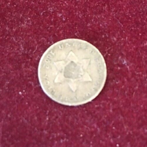 1852 Three 3 Cent Silver Piece Type 1 Trime Coin