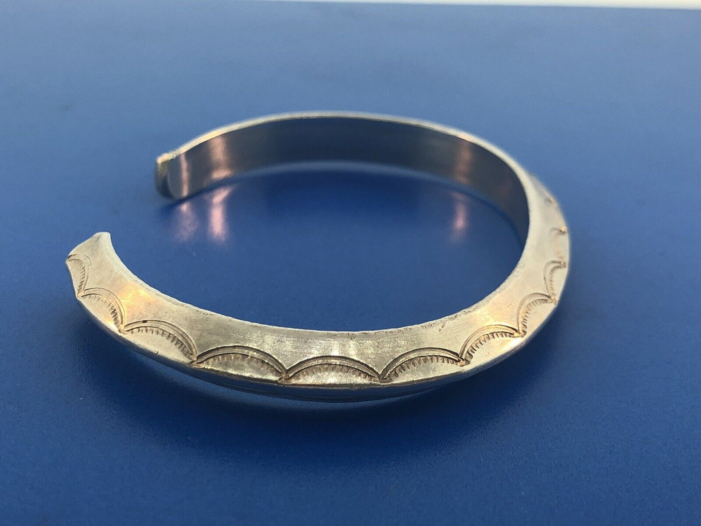 Vintage Native American 925 Sterling Silver Concho Statement Cuff Bracelet