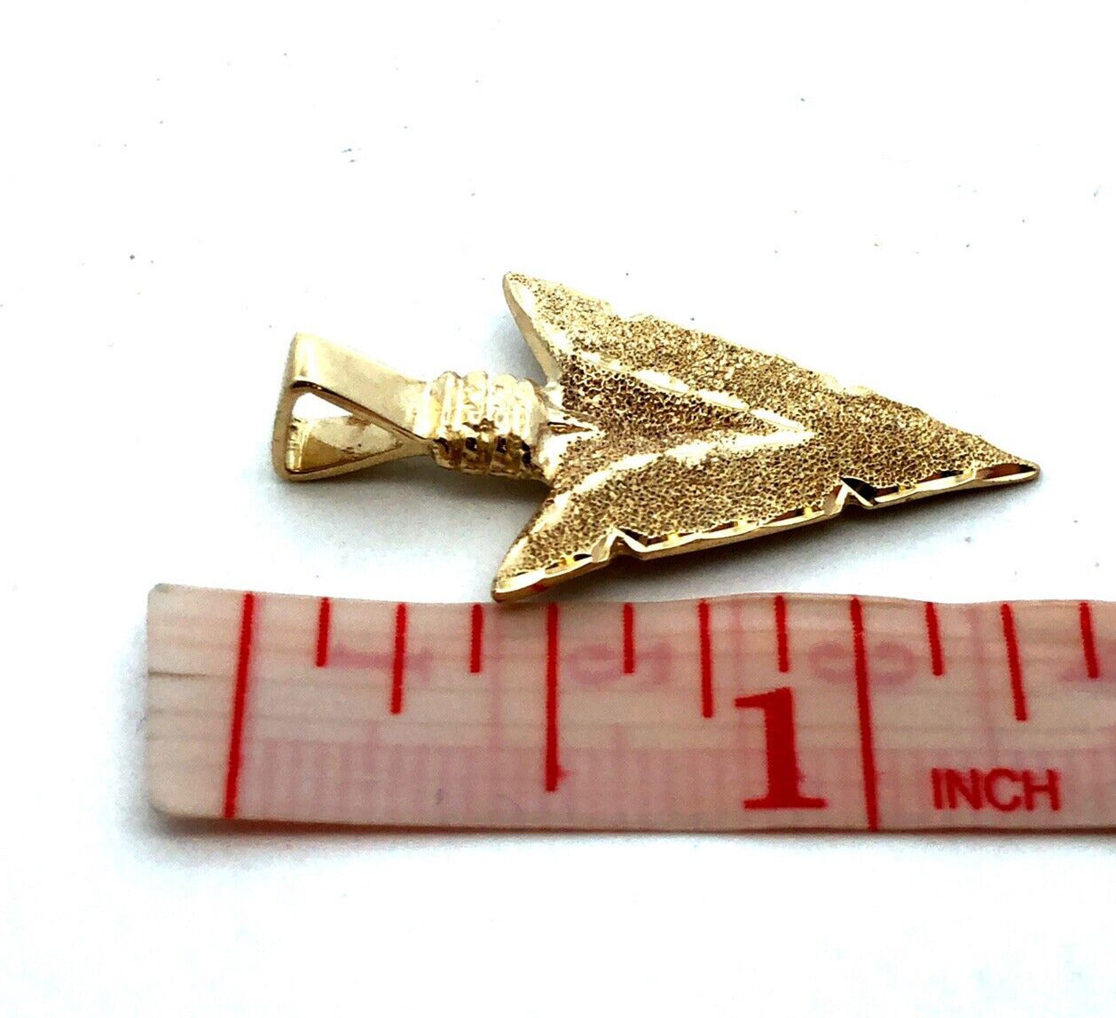 Designer 14K Yellow Gold Textured Diamond Cut Arrow Head Statement Pendant