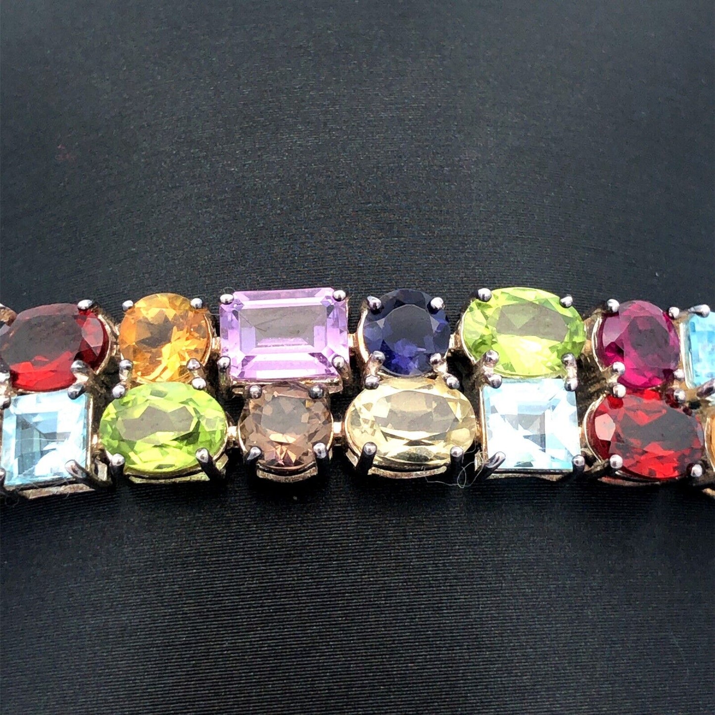 Designer Ross Simons Sterling Silver Multi Gemstone Statement Tennis Bracelet