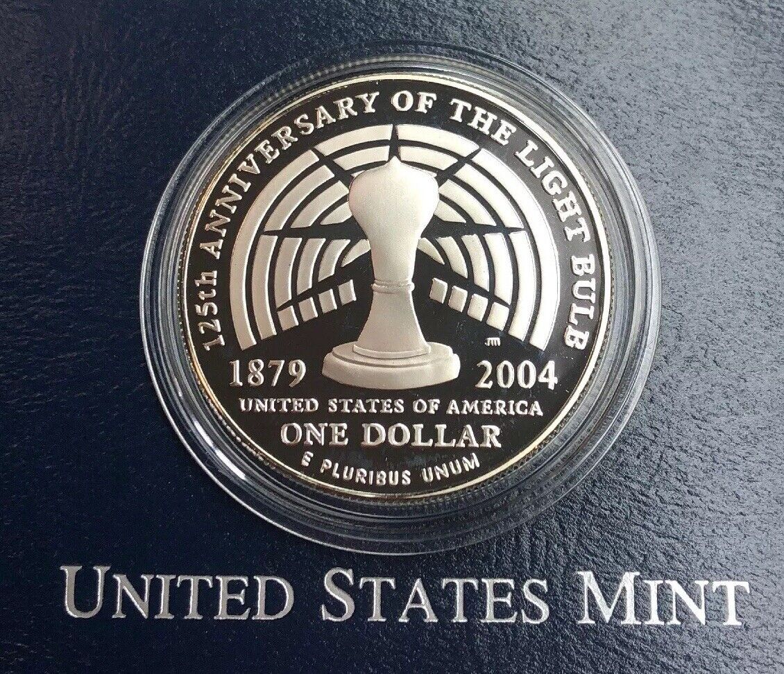 1994 P Thomas Alva Edison Commemorative Proof Silver $ Dollar OMP/COA