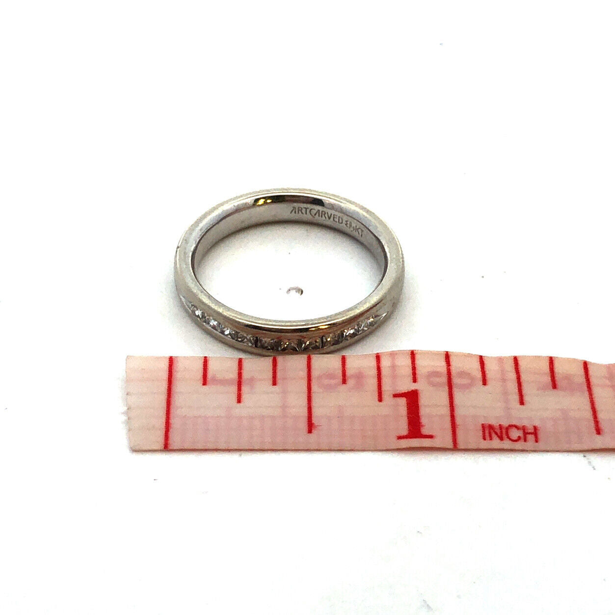 Designer Art Carved 14K White Gold Princess Diamond Channel Wedding Band Ring