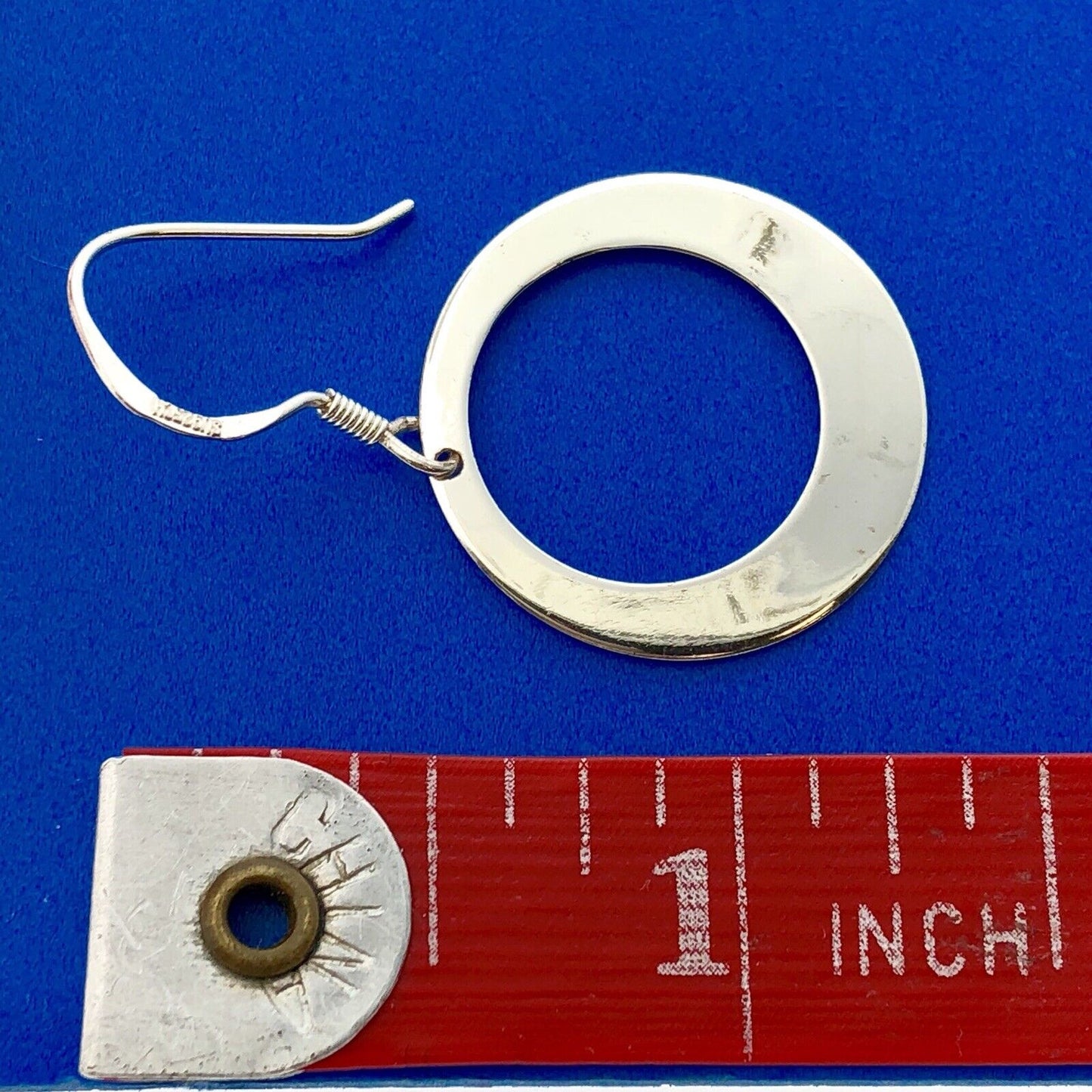 Designer Modernist 925 Sterling Silver Tapered Circle Disc Hoop Earrings