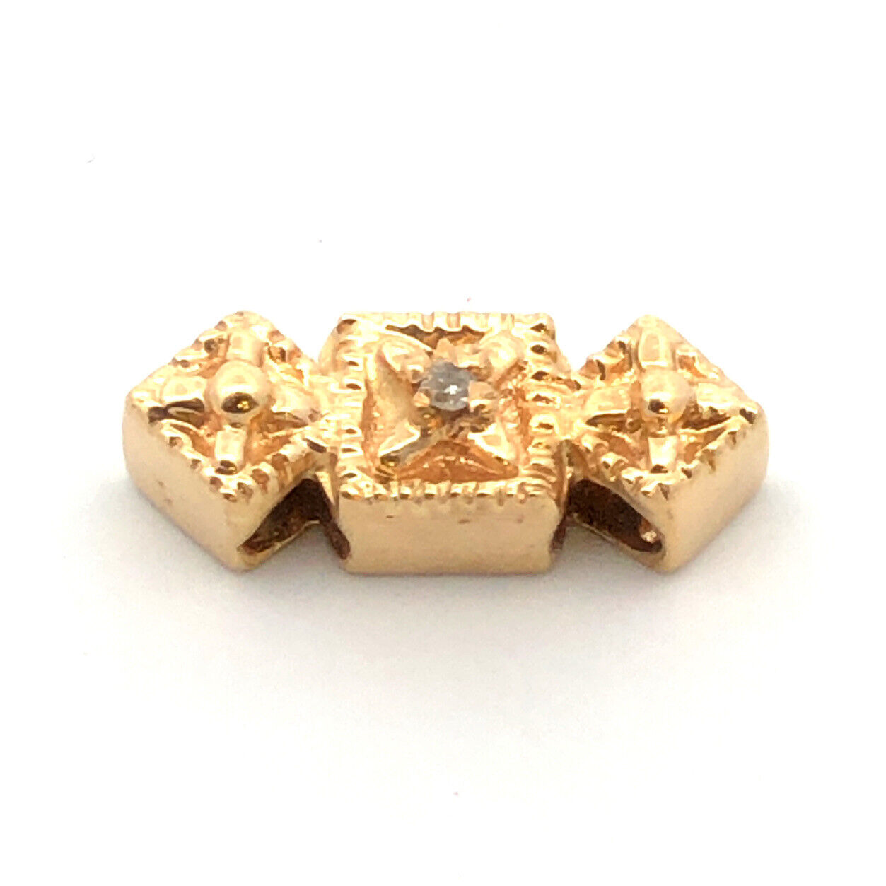 Robert KIein KLJCI 14K Yellow Gold Diamond Accented Slide Bracelet Spacer Charm
