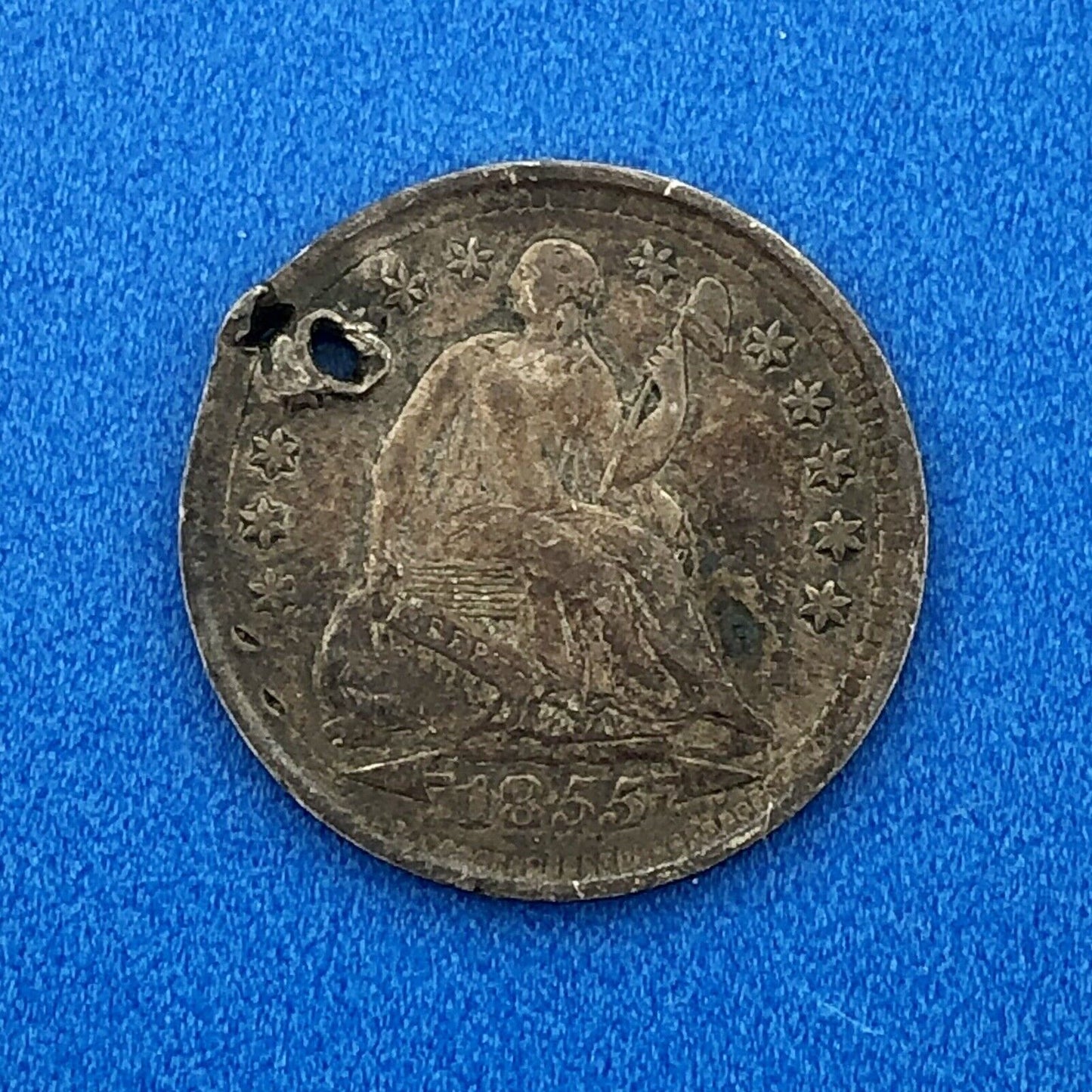 1855 P Seated Liberty Silver Half Dime Type 3 Better Key Rare Philadelphia Coin
