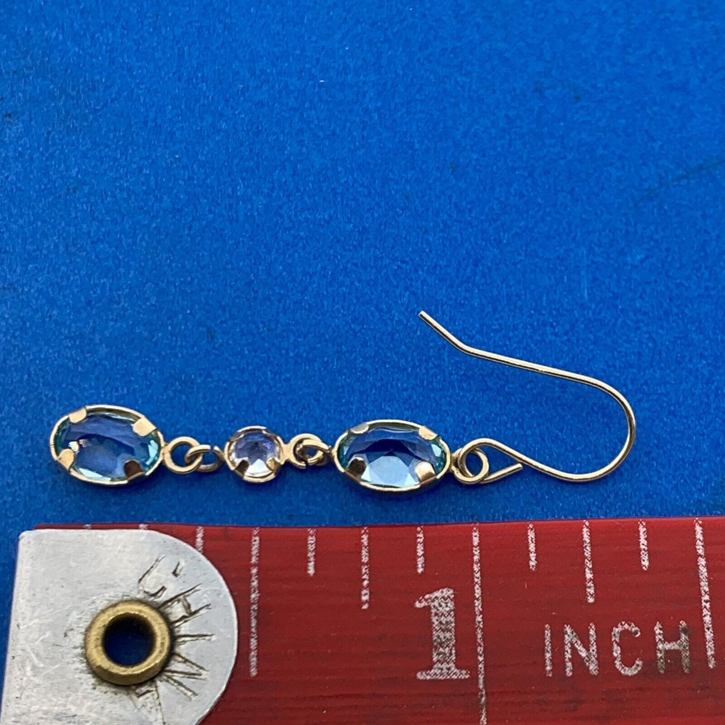 JCM 14K Yellow Gold Blue White Topaz December Occasion Dangle Drop Earrings