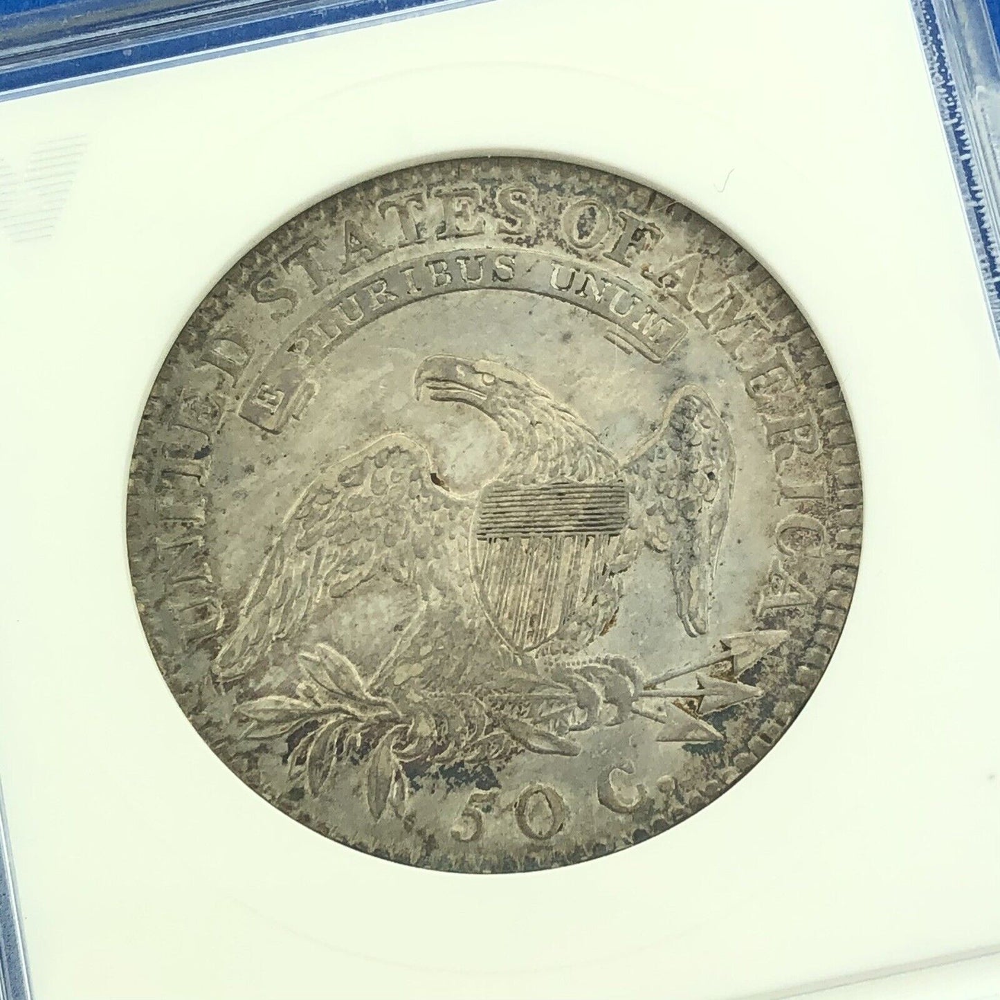 1819/8 Capped Bust Silver Half Dollar 50c Lettered Edge ANACS AU53 Details Coin