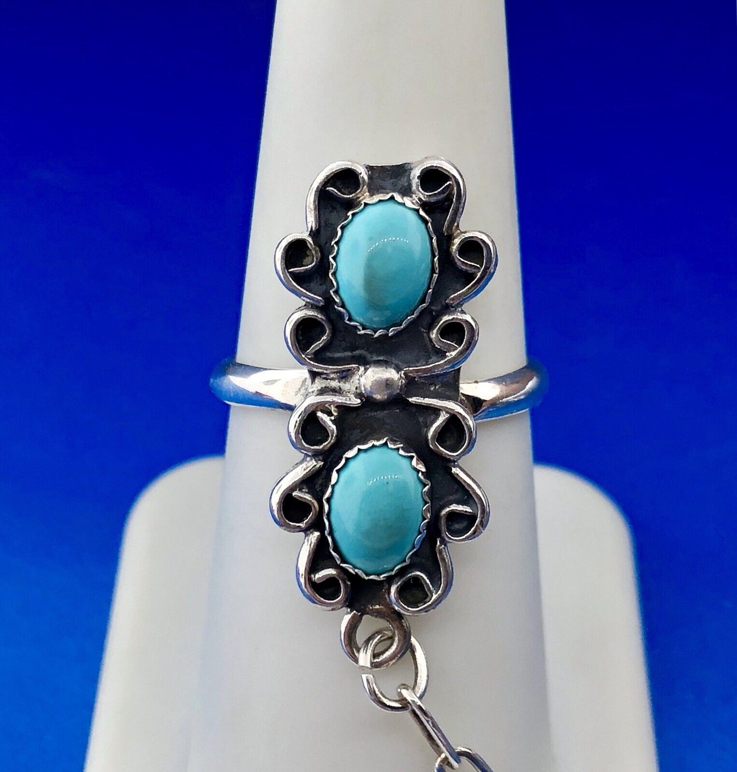 Native American Artisan CM Sterling Silver 925 Turquoise Slave Cuff Bracelet
