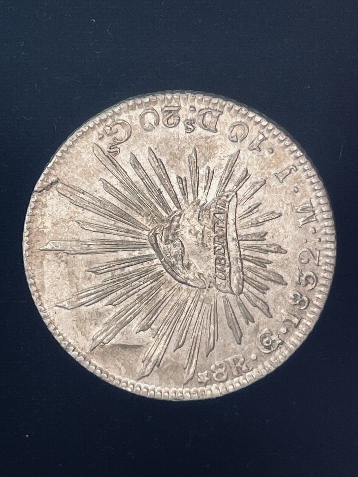 1832 Go Guanajuato Mexico 8 Reales .903 Silver M.J. 3 Dots After Date Straight J