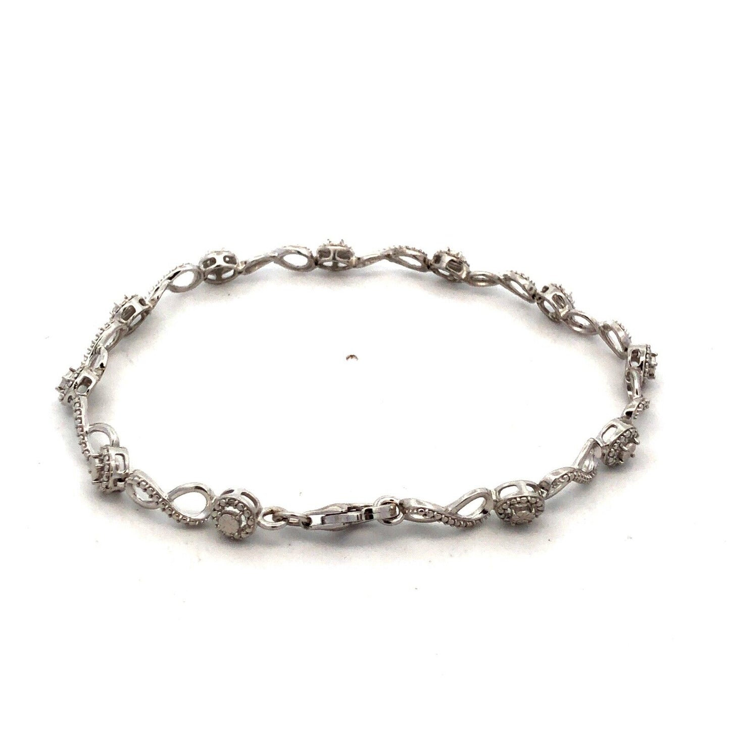 Designer JWBR 925 Sterling Silver Textured Infinity Anniversary Tennis Bracelet