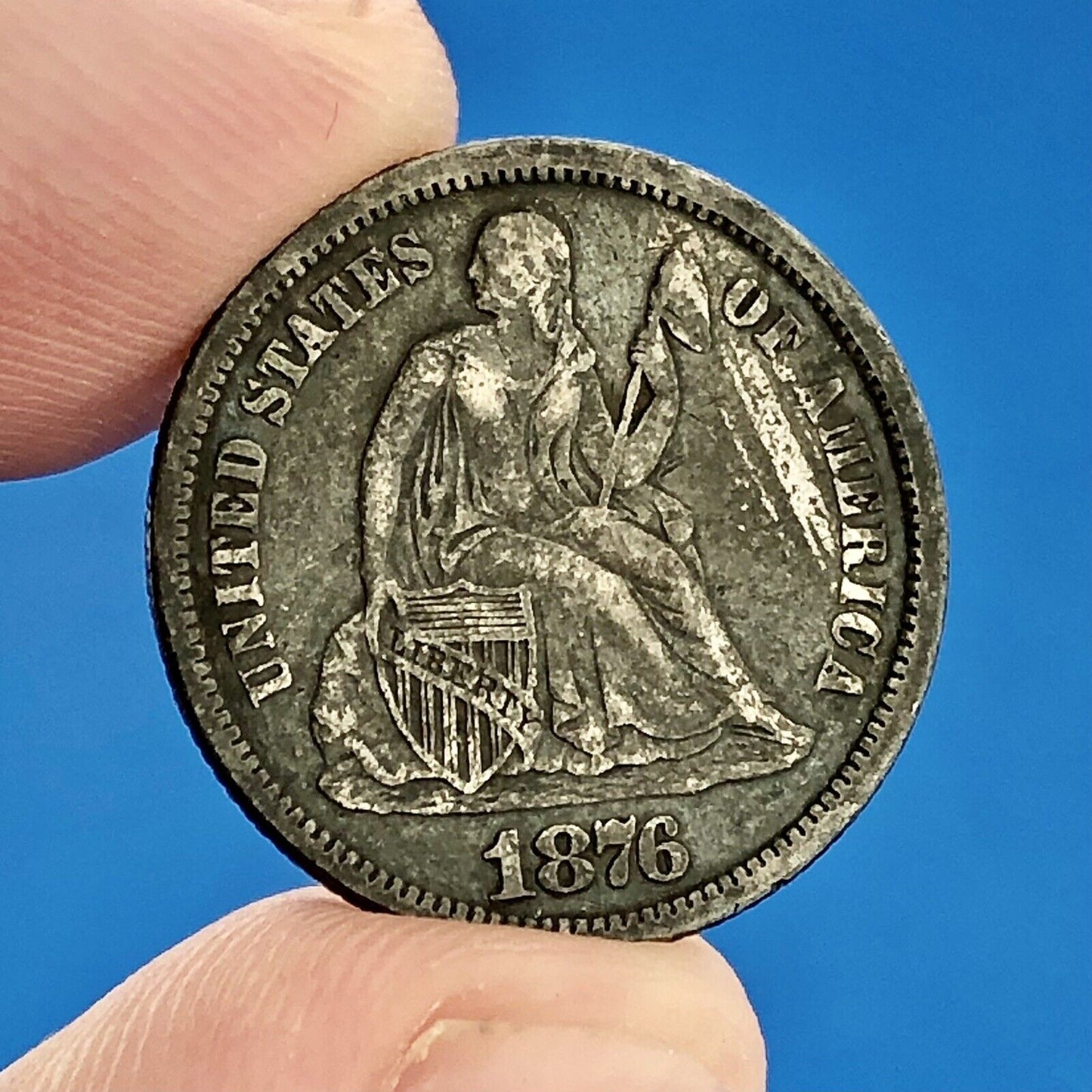 1876 P Seated Liberty Silver Dime 10c Better Key No Stars Philadelphia Coin