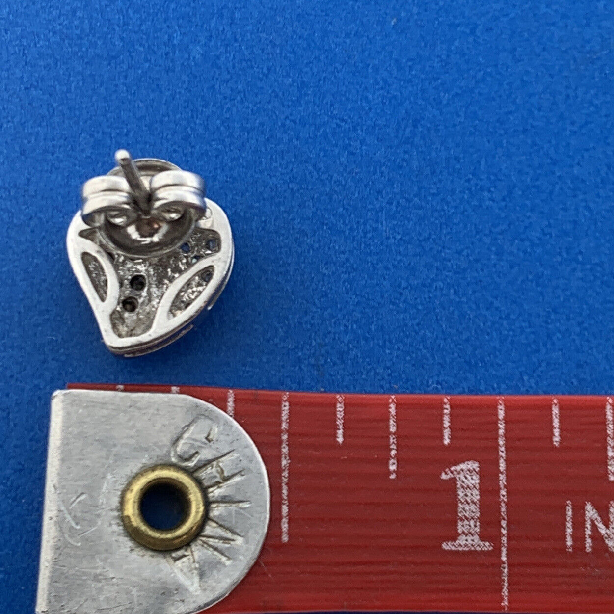 Designer HN 925 Sterling Silver White Black Diamond Cluster Heart Stud Earrings