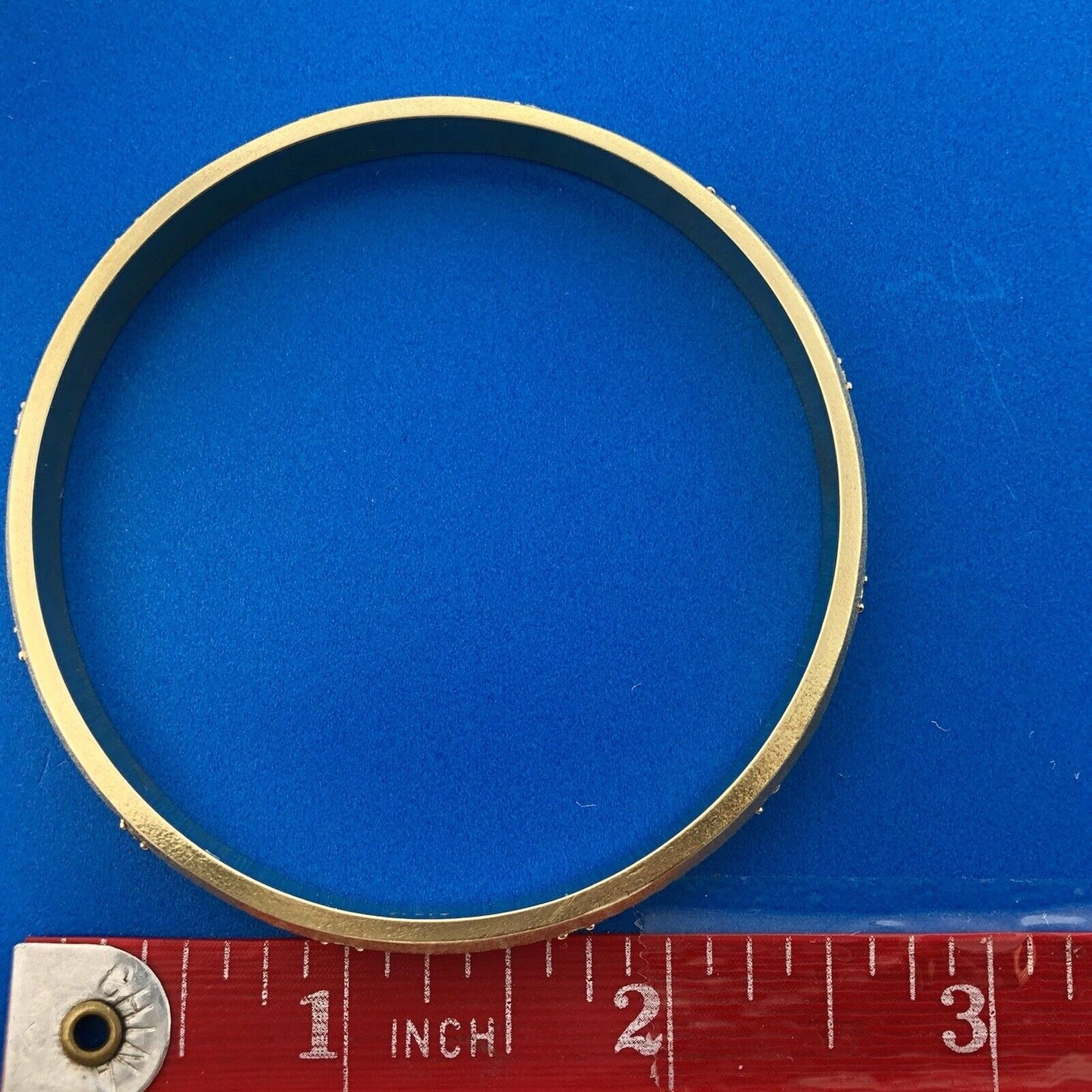 Estate 14K Yellow Gold Diamond Station Weave Etched Bangle Bracelet