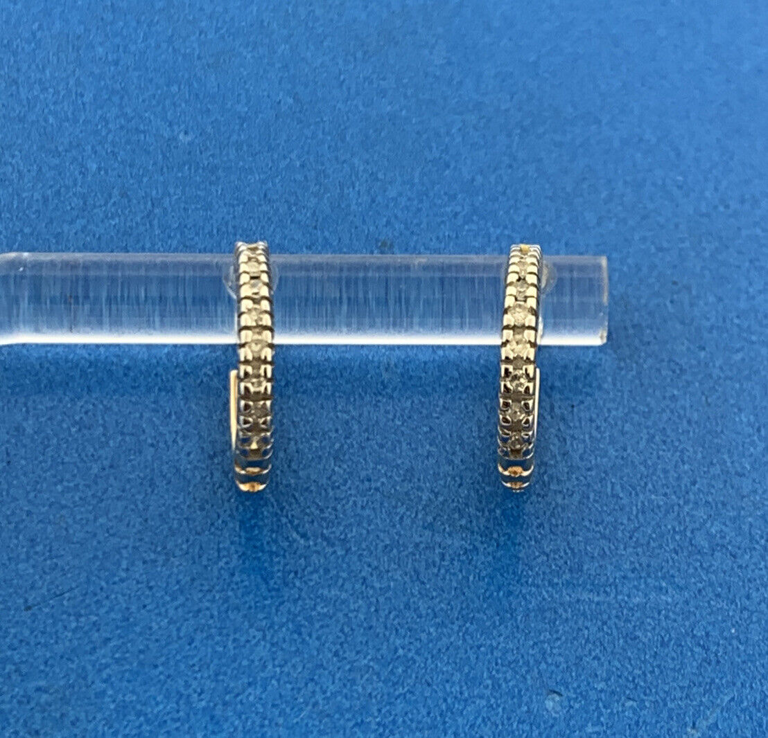 Designer 14K Yellow Gold Diamond April Anniversary Birthday Huggy Hoop Earrings