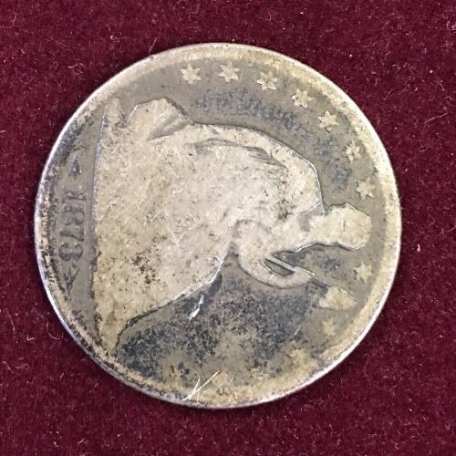 1873 US Coinage Silver 90% Seated Liberty Half Dollar 50C With Arrows