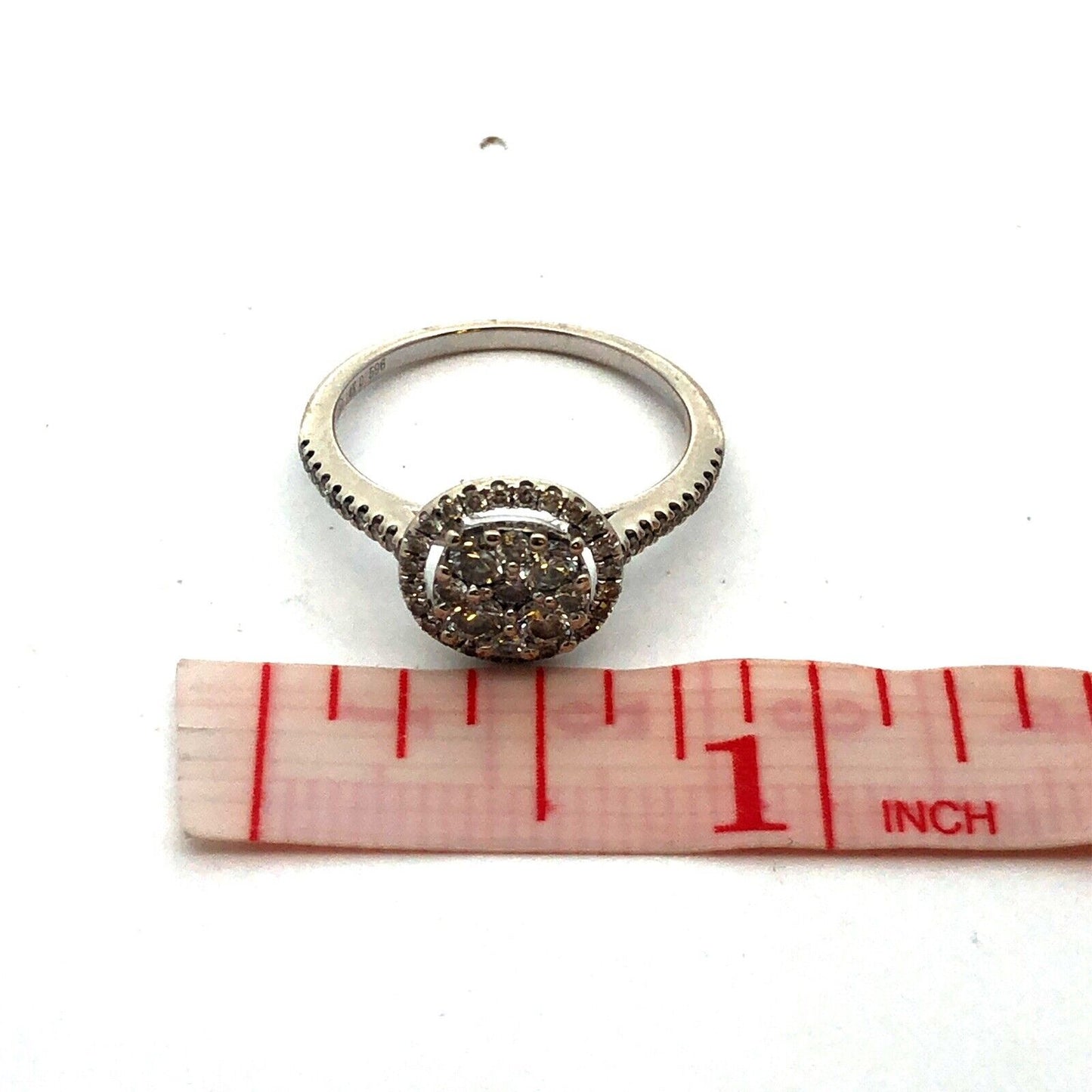 Designer SG 14K White Gold Round Diamond Cluster Halo Engagement Ring