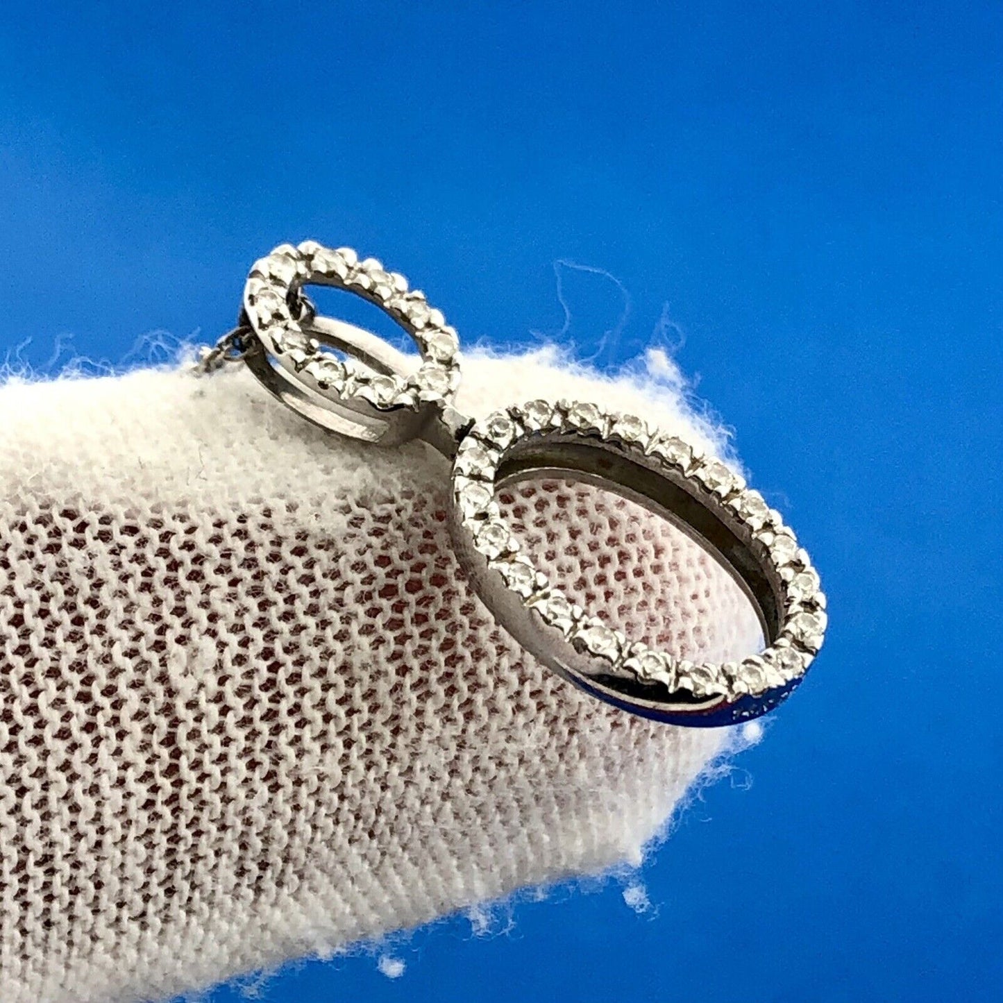 Designer 14K White Gold Polished Diamond Infinity Pendant 18" Necklace