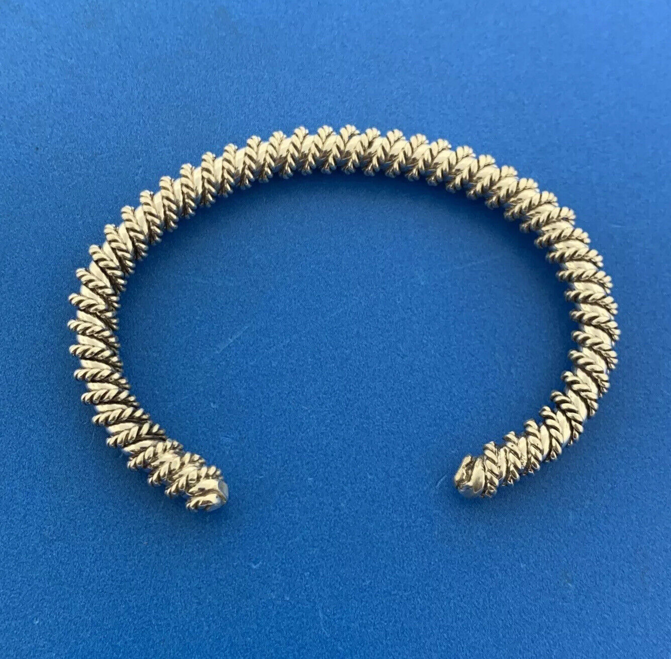 925 Sterling Silver Wire Wrapped Open Statement Cuff Bracelet