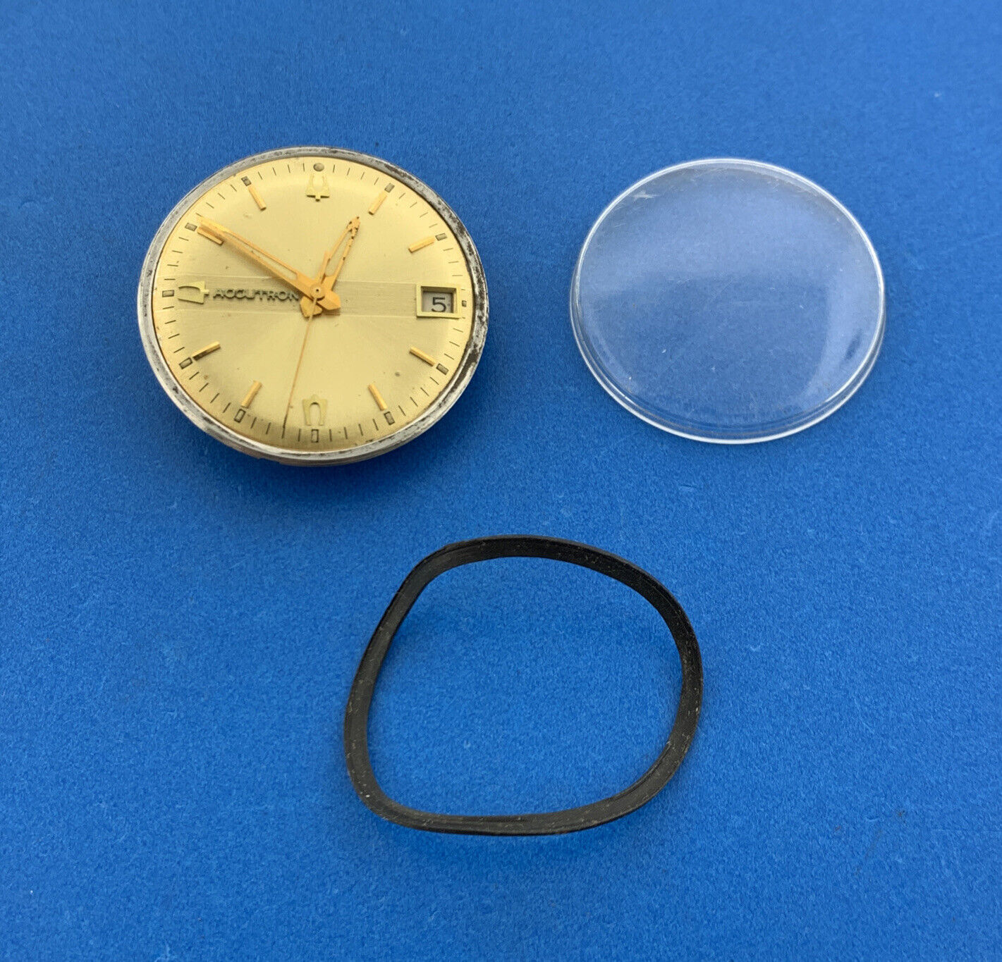 1970's Bulova Accutron 218 D Tuning Fork Watch Head Parts Only Not Working
