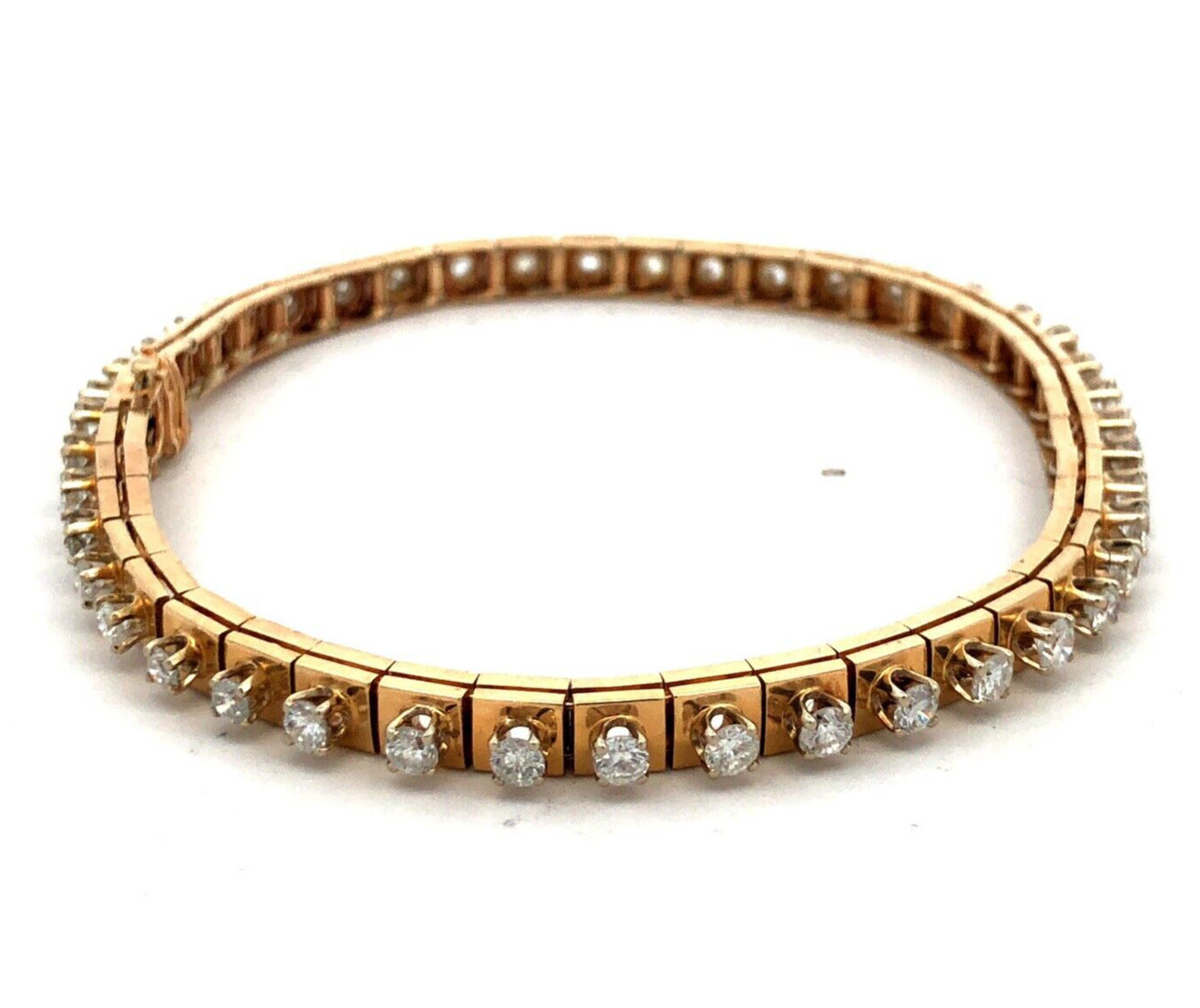 Estate 14K Yellow Gold Round Graduated Diamond Modernist Tennis Bracelet