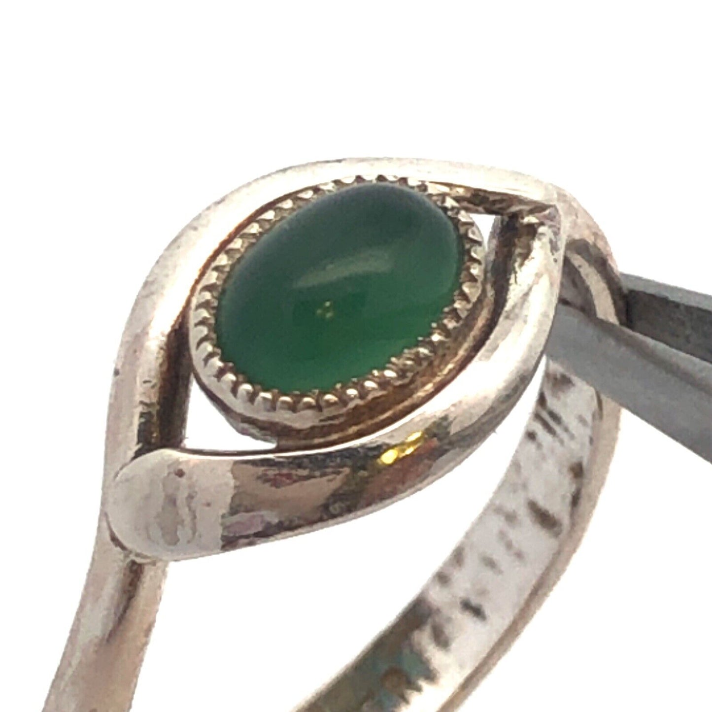 Vintage Designer MC 925 Sterling Silver Oval Green Tourmaline Ring