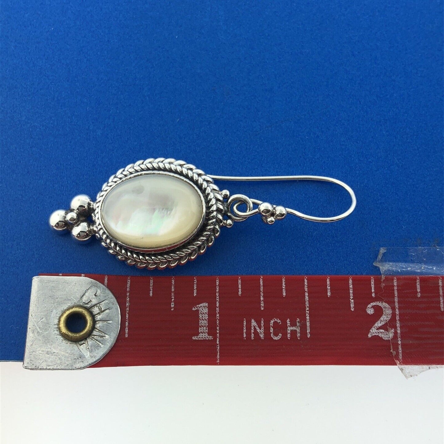 Designer BA Suarti Sterling Silver Mother Of Pearl Balinese Drop Dangle Earrings
